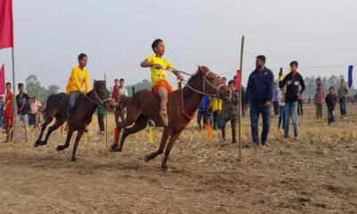 ঠাকুরগাঁওয়ে ঐতিহ্যবাহী ঘোড়দৌড় প্রতিযোগিতা অনুষ্ঠিত