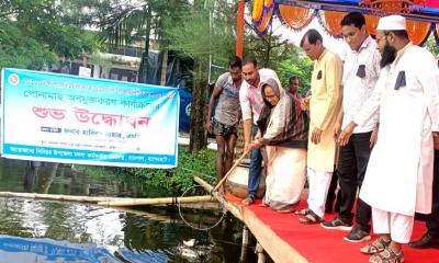 রামপালে উপমন্ত্রী হাবিবুন নাহারের পোনামাছ অবমুক্তকরণ