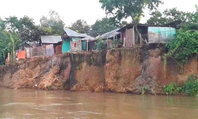 ঘোড়াঘাটে করতোয়া নদীভাঙনে অর্ধশত বসতবাড়ি নদীগর্ভে বিলীনের শঙ্কা