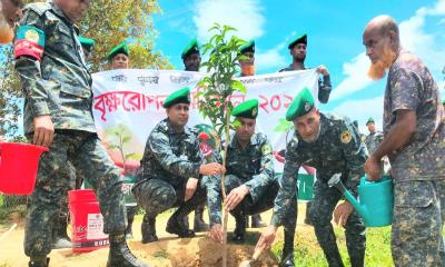 রুমায় আনসার ব্যাটালিয়নের বৃক্ষরোপণ অভিযান